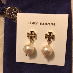 Tory Burch Crystal Pearl Drop Earrings